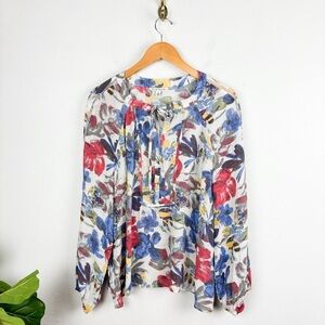 Zac & Rachel Floral Flowy Long Sleeve Blouse Sz XL